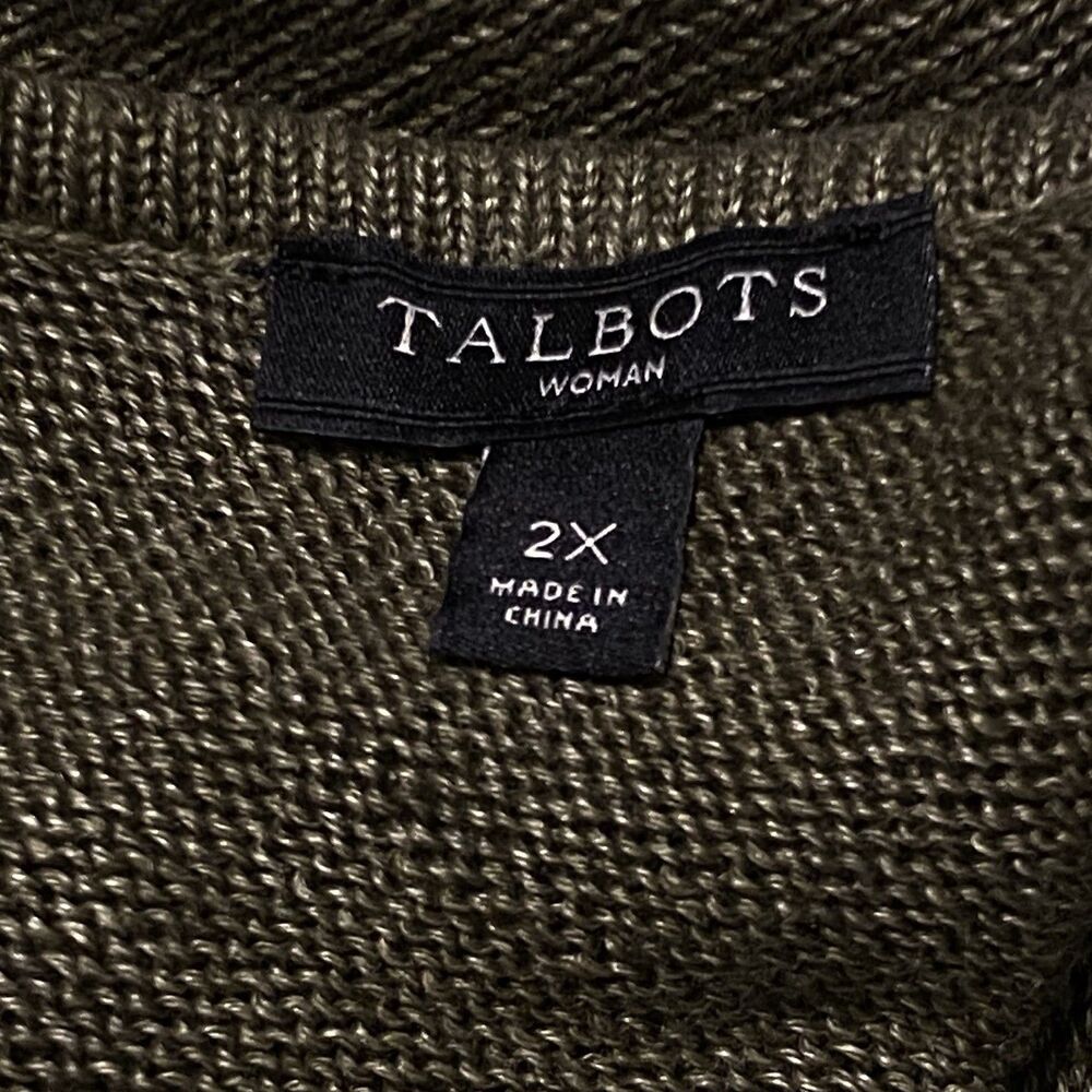 Talbots Olive Green V‑Neck Lightweight Knit Sweater - Picture 6 of 11